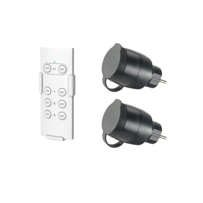 Pack de 2 prises télécommandées pour utilisation extérieure + télécommande GAO 230 V