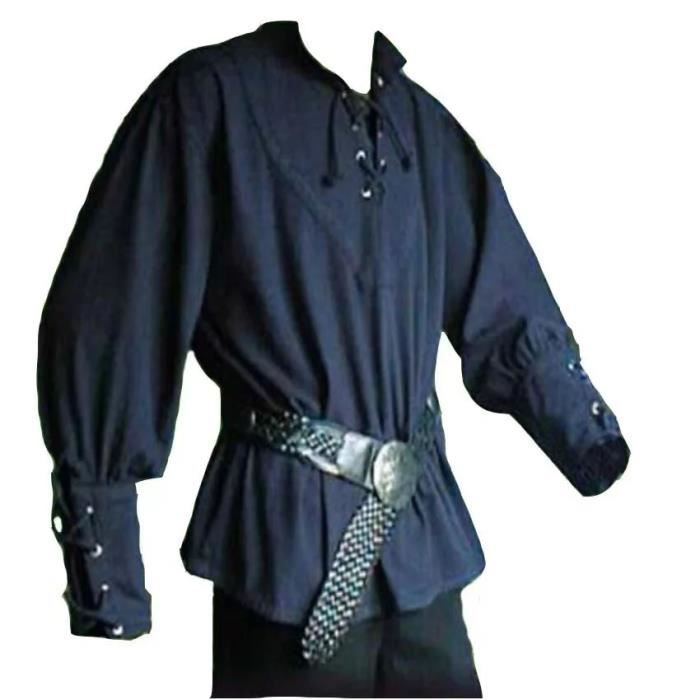 Costume Médiéval Pour Homme - Chemise à Lacets, Tunique Style Veste Rembourrée - Halloween, Fêtes