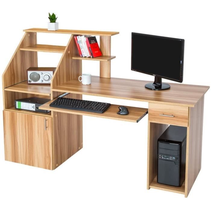 Tectake 800731 Bureau Design Informatique En Bois Pour Ordinateur Avec Rangement Pour L Unite Centrale Tablette Pour Clavier Pl Achat Vente Meuble Informatique Tectake 800731 Bureau Desig Soldes Sur
