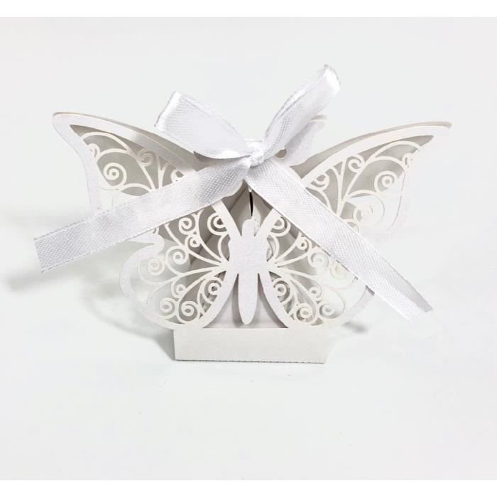Contenant Dragees Papillon Bapteme Mariage Blanc 10pcs Couleur Blanc Cdiscount Maison