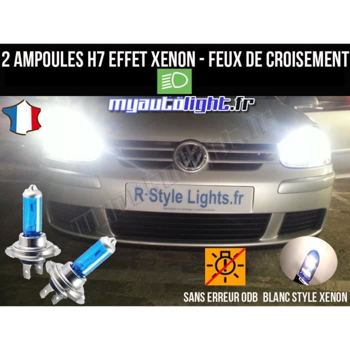 Pack ampoules H7 blanc xenon feux croisement-code pour Volkswagen Golf 5
