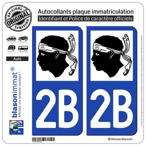 2 Autocollants plaque immatriculation Auto 2B Corse - LogoType