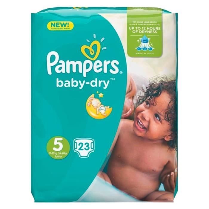 Pampers - Baby Dry - Couches Taille 5 (11-23 kg) - Pack Géant (x39