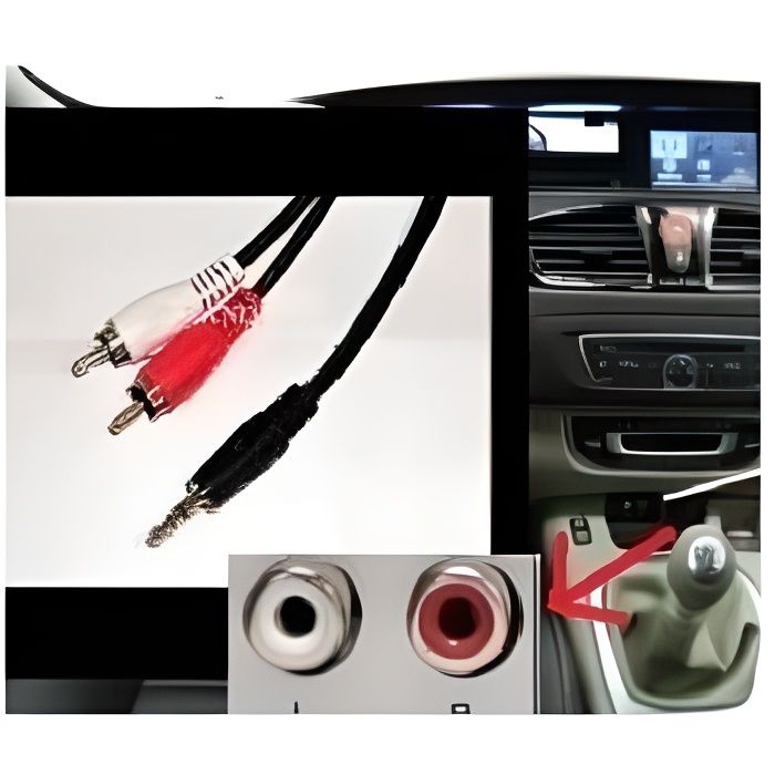 Cable auxiliaire RCA ipod iphone mp3 musique Renault clio3 scenic3 laguna3