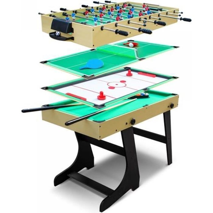 Table multi-jeux 4 en 1 pour enfants - Baby-foot, Billard, Ping-pong