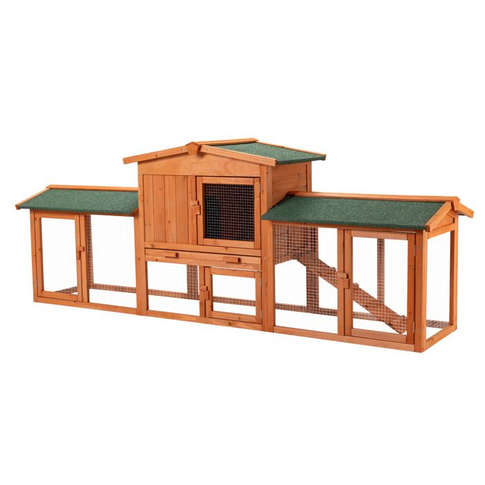 Wiltec Clapier – 2190 x 530 x 850 mm – 2 étages – Toit bitumé – Bois sapin – avec Rampe Enclos Maisonnette et bac amovible – Abri Wiltec Clapier – 2190 x 530 x 850 mm – 2 étages – Toit bitumé – Bois sapin – avec Rampe Enclos Maisonnette et bac amovible – Abri