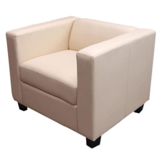 fauteuil lounge lille - simili-cuir - crème - design élégant et moderne