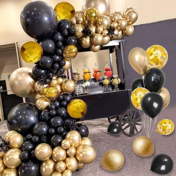 Kit d'arche de guirlande de ballon en or noir pour la décoration d