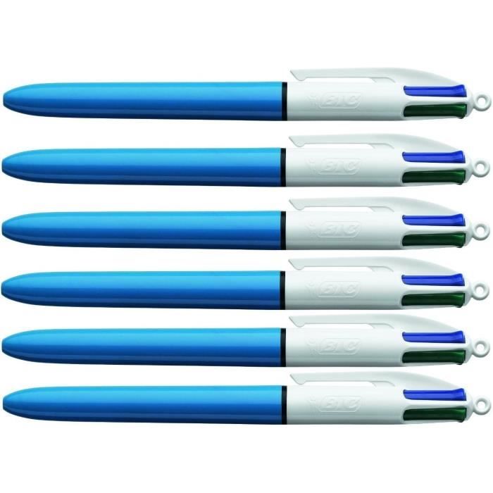 BIC lot de 6 stylos 4 couleurs pointe moyenne bleu