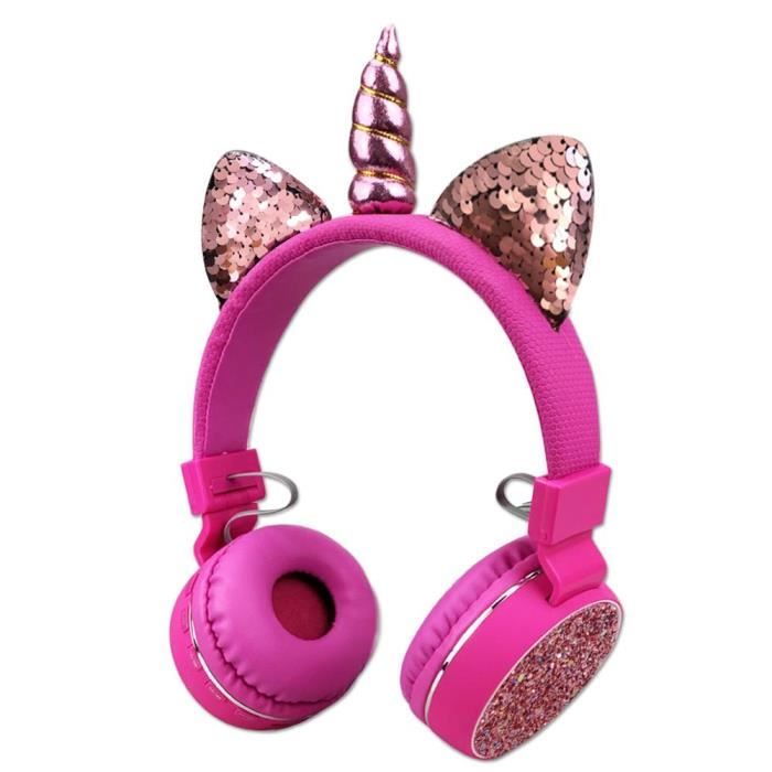 Casque Audio Enfants Licornes Casque Sans Fil Bluetooth Casque Stereo Musique Extensible Rose Dessin Anime Ecouteur Pour Pink Casque Ecouteurs Avis Et Prix Pas Cher Cdiscount