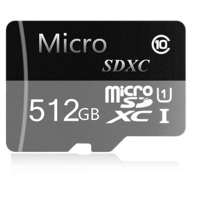 Carte mémoire Micro SD 512 Go avec Adaptateur Gratuit, Carte SDXC