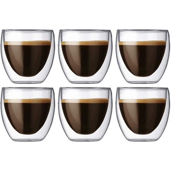 Coffret De 6 Tasse À Café-Expresso-Espresso En Verre - 80Ml , Set-Tasses À Café Double Paroi, Tasse Expresso Originale. -