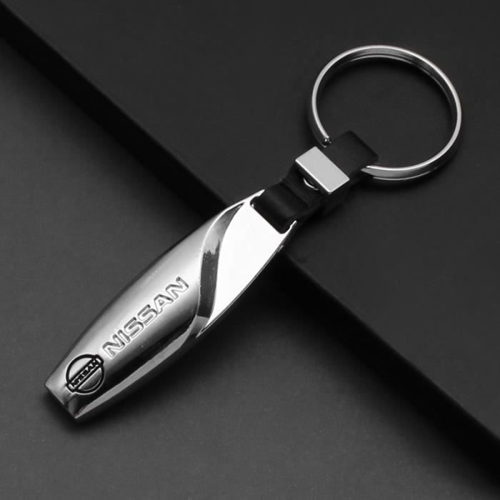 Porte-clés En Fibre De Carbone Pour Nissan X-Trail - Avec Anneau En D Pivotant 360° - Cuir Microfibre Et Alliage De Zinc