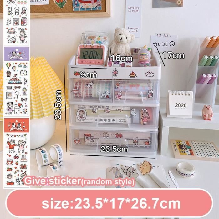Boîte De Rangement 3 Tiroirs + Plateau - Blanc - Organiseur Bureau, Bijoux, Cosmétiques - 26x20,2x22,3 Cm
