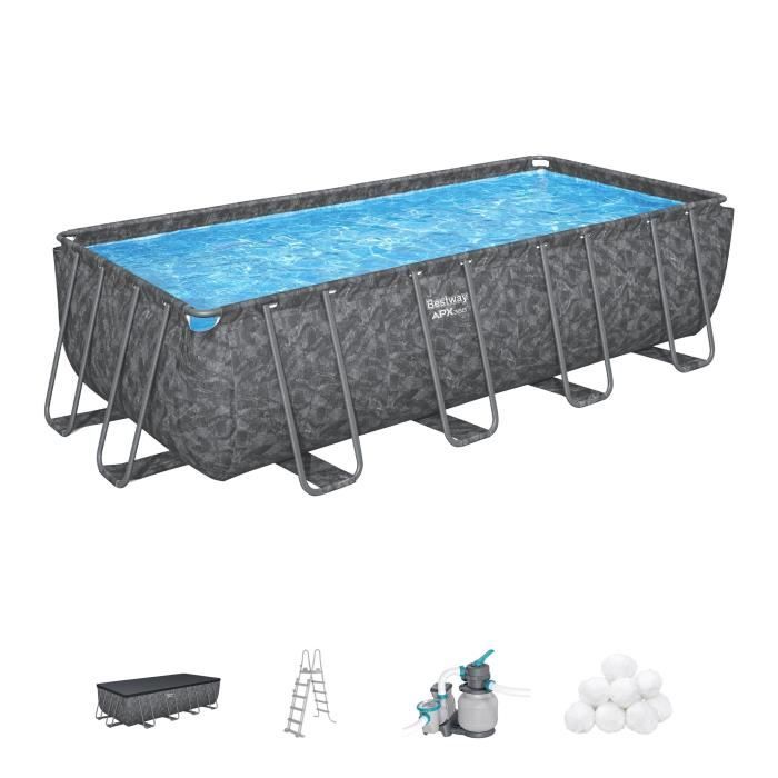 Kit Piscine hors sol tubulaire BESTWAY APX 365 549 x 274 x 132 cm Rectangulaire Filtre a sable polysphere échelle - vue 2