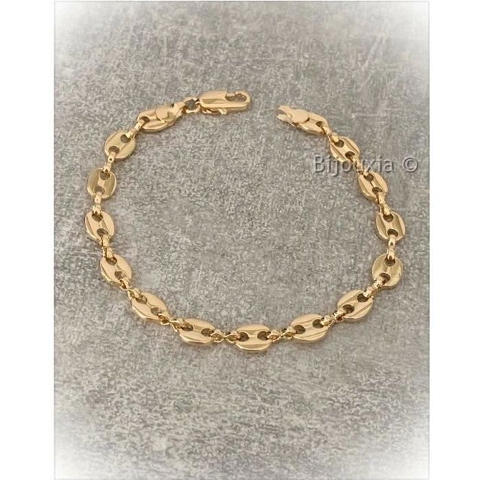 Bracelet - Bijouxia - Maille Grain de Café - Plaqué Or 18 carats - 22cm - Mixte