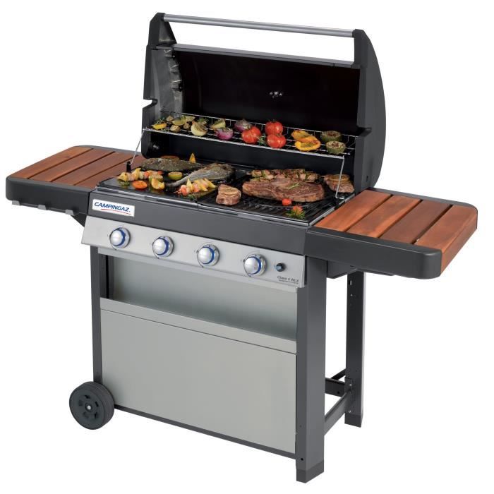 Campingaz Barbecue A Gaz Class 4 Bruleurs Grille En Fonte Emaillee Et Plancha En Acier Emaille 78 X 45 Cm 4 Bruleurs En Inox Cdiscount Jardin