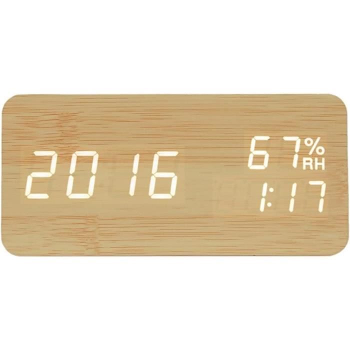 Réveil Numérique LED Avec Thermomètre - Mini Horloge De Voyage USB - Pour Table De Chevet Ou Bureau - Vert