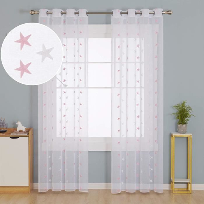 Deconovo Lot De 2 Motif Rideau Voilage Chambre Fille A Oeillets