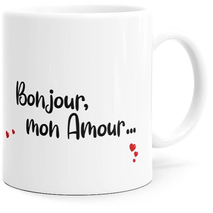 Mug Bonjour Mon Amour Tasse Message Drole Romantique Idee Cadeau Original Ami Femme Homme Pour Anniversaire Noel St Valentin Cdiscount Puericulture Eveil Bebe