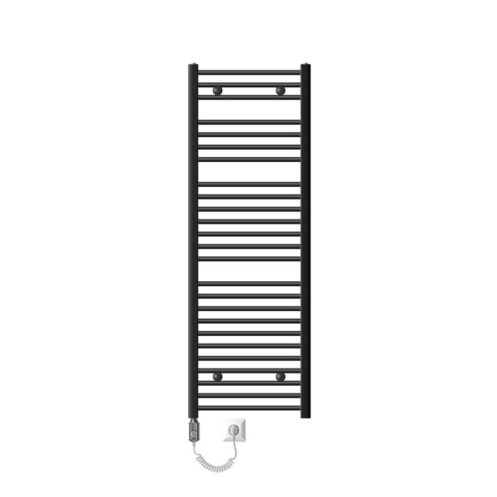 Radiateur Électrique Sèche-Serviettes Sahara 900W - 600x1200mm Anthracite - Connexion Latérale Avec Kit Montage