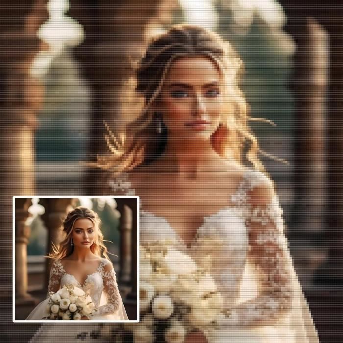 Diamond Painting Personnalisé 5D – Photo Privée En Diamants, Kit DIY Complet 25x25 Cm – Cadeau Unique Famille Couple
