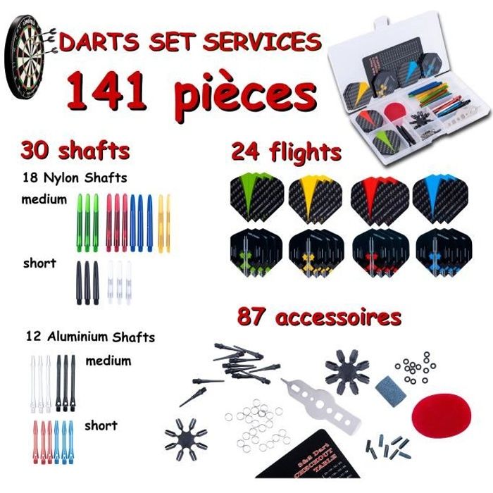 Kit d'accessoires pour fléchettes pointe acier et pointe nylon - 141 pièces  - Cdiscount Jeux - Jouets