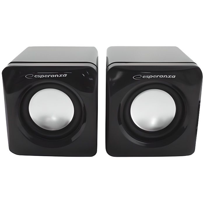 Enceintes PC ESPERANZA EP 111 Cube - Active - Noir - 2 Haut-parleurs - USB