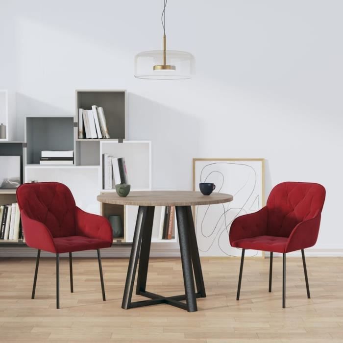 YAP Chaises de salle à manger 2 pcs Rouge bordeaux Velours R01