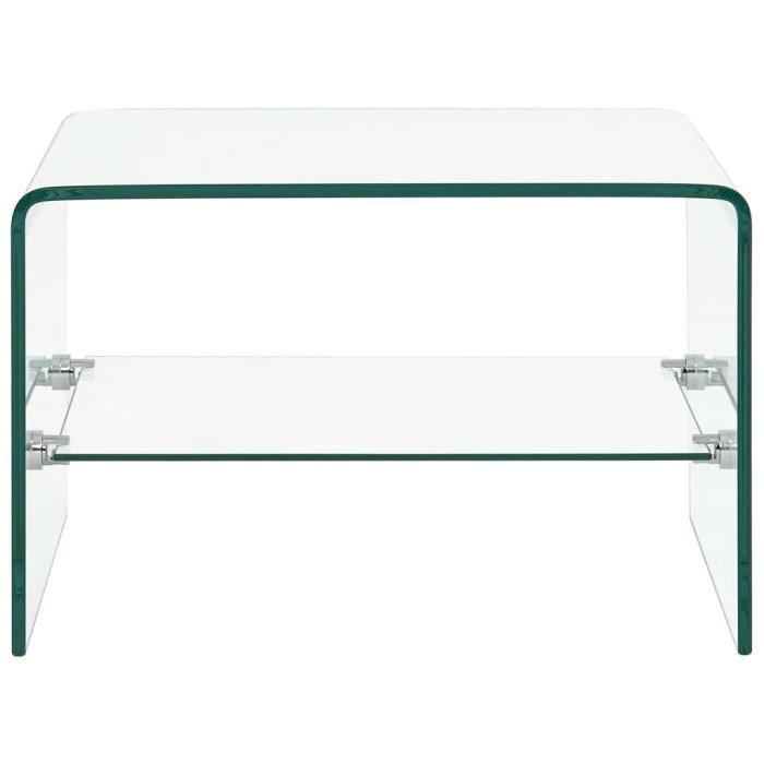 Table basse Clair 50 x 45 x 33 cm Verre trempé HILILAND --LIS POIS: 17.5