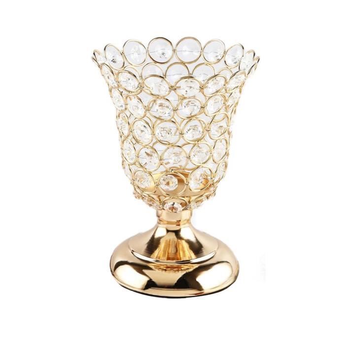 Cabilock Lot De 2 Bougeoirs Cristal Doré – Photophores Votifs Style Européen – Supports Bougies Élégants Pour Table, Mariage, Noël