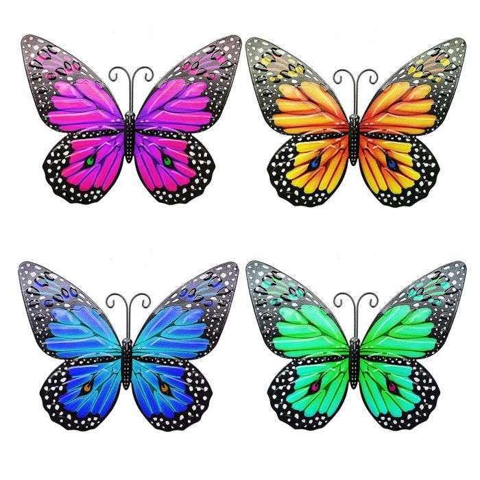 60 Autocollants Papillons 3D Violet Pailleté - Déco Murale Holographique