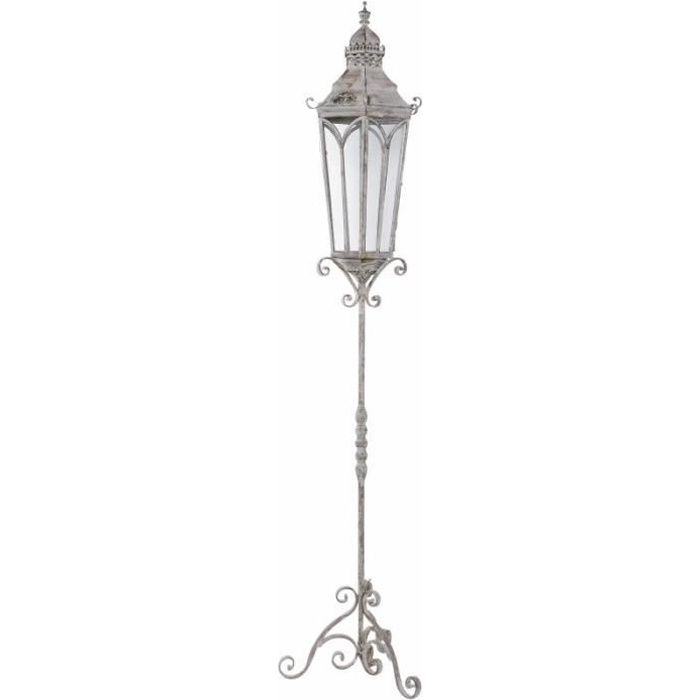 Grande Lanterne Hexagonale Sur Pied Lampadaire Porte Bougie Luminaire  Intérieur Extérieur en Fer Gris 38x38x198 - Achat / Vente photophore -  lanterne - Cdiscount