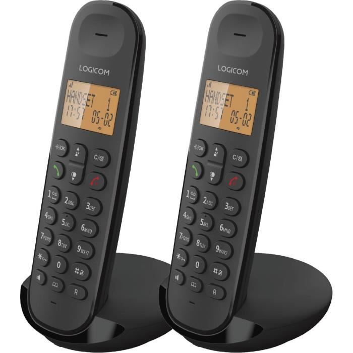 Téléphone fixe sans fil - LOGICOM - DECT ILOA 250 DUO - Noir - Sans répondeur