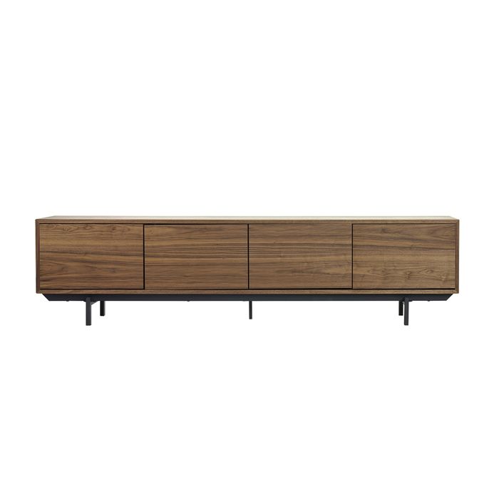 Miliboo - Meuble TV vintage bois foncé noyer et métal noir L200 cm MANNY
