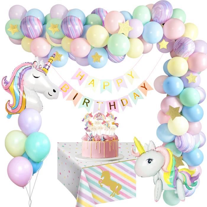 Licorne Decoration Anniversaire Fille, Décorations de Fête Licorne Ballons  avec 70inch Énorme Licorne 3D, Bannière Happy Birthday Licorne, Ballons  Pastels Anniversaire Licorne pour Bébés Filles (1) : : Cuisine et  Maison