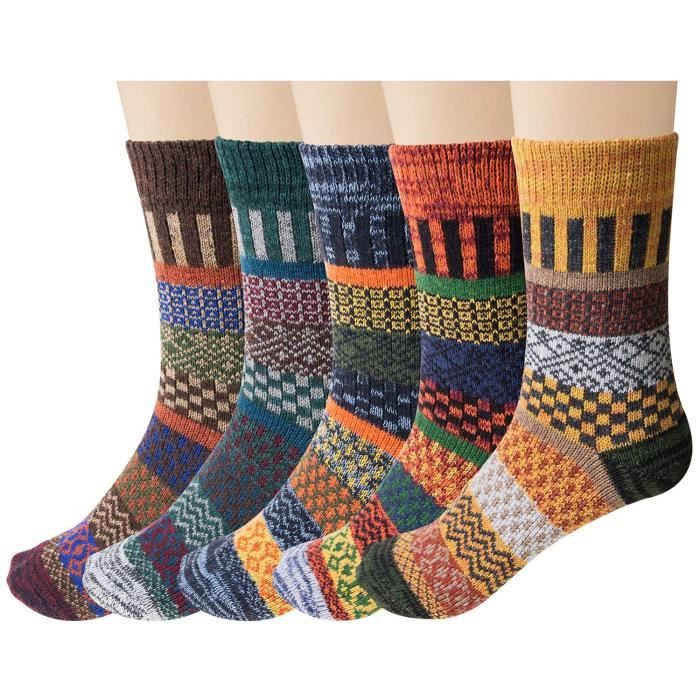 5 paires de Chaussette Femme en Laine Chaussettes Chaudes pour Femmes Chaussettes Thermiques pour l Hiver 5 Couleurs Noir Cdiscount Pret a Porter