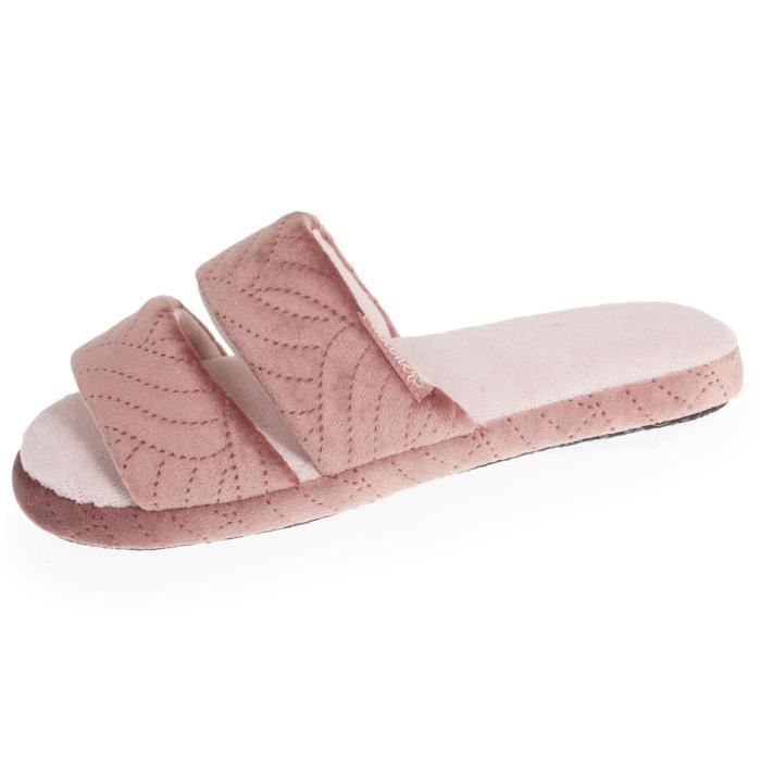 Isotoner Chaussons en microvelours et semelle picots