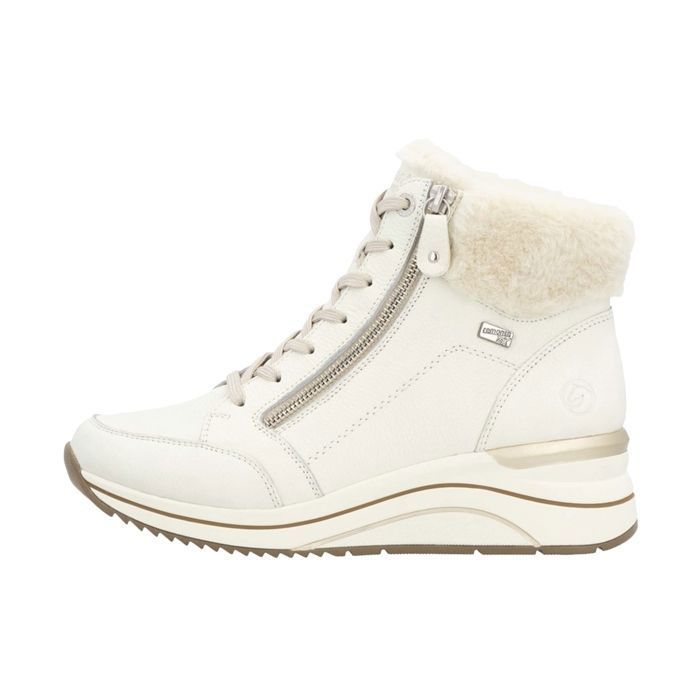 Basket Montante Cuir Remonte Castor - Blanc