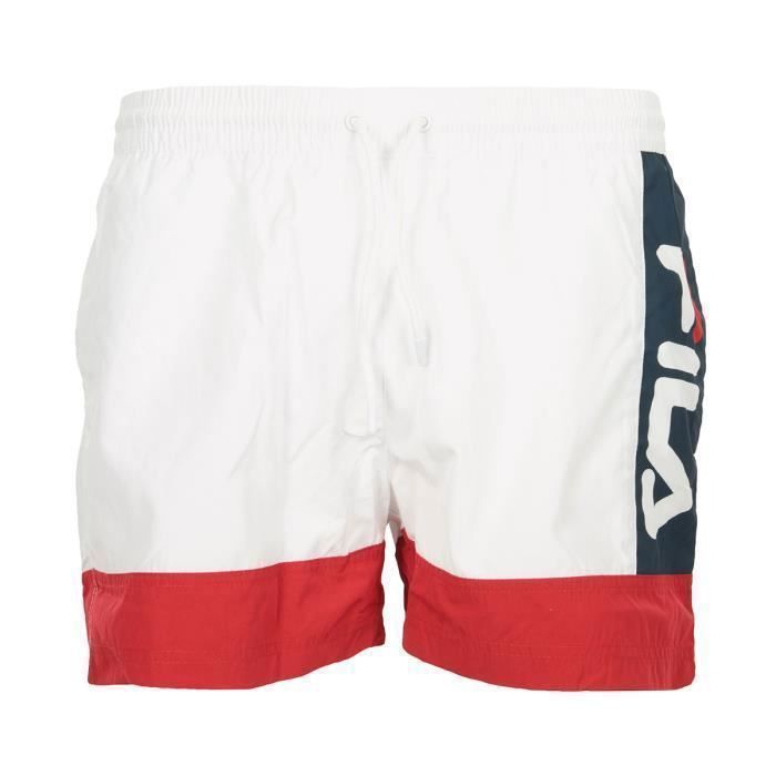 Maillot de bain Fila Yumma Swim Shorts Blanc Rouge Bleu Marine Homme