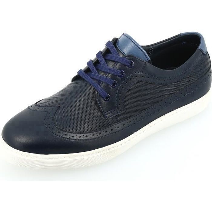 BELYM Sneaker homme - BELYM - Cuir bleu - Confortable - Élégante - Semelle en gomme