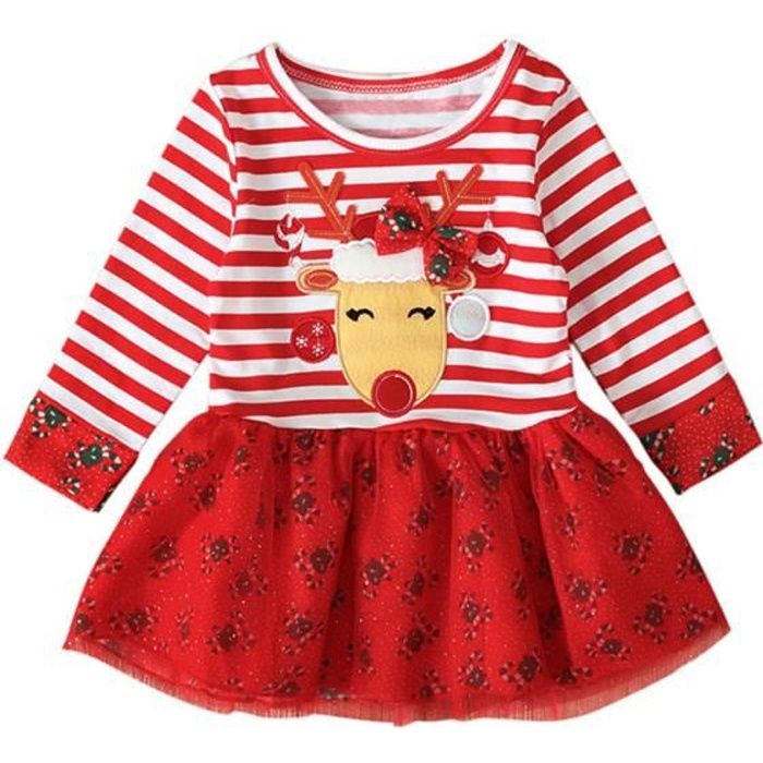 Dpois Robe Noel Bebe Fille T Shirt Manches Longues Imprime Elk Cerf Ensemble Enfant Robe De Soiree Cocktail Mariage 6 Mois 5 Ans Rouge Cdiscount Pret A Porter