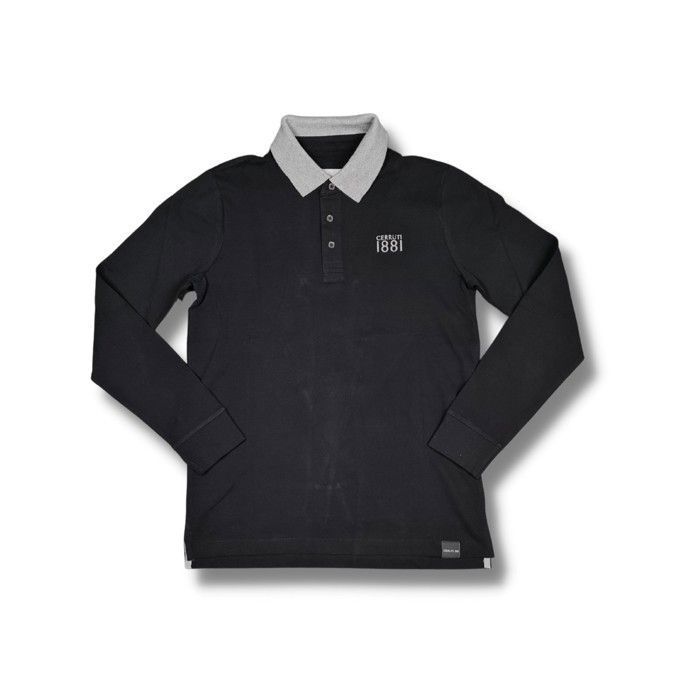 Polo noir homme manches longues - Cdiscount