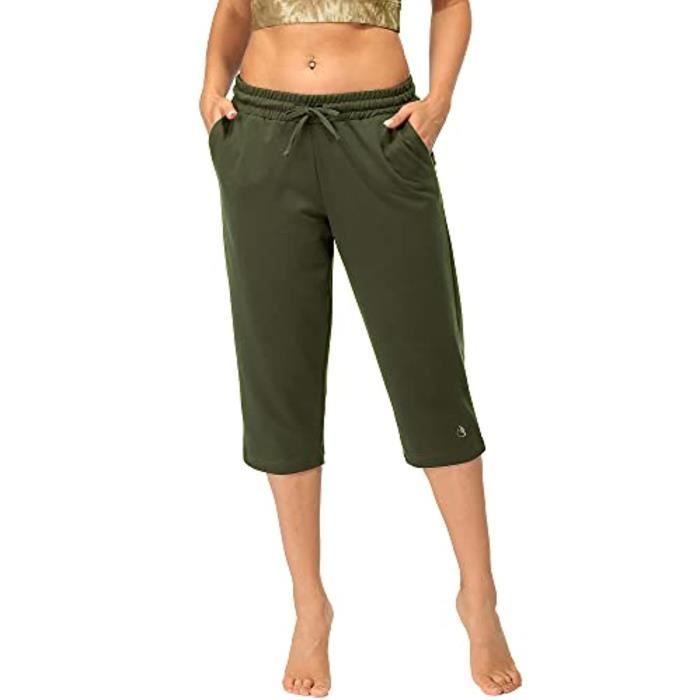 Glacspyg Pantalon Yoga Femme Taille Haute Élastique Avec Poches - Coupe Droite