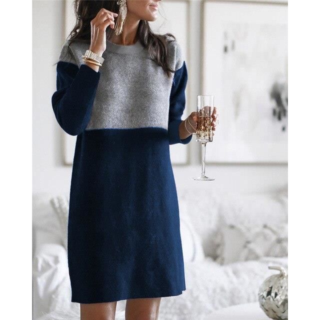 Robe Pull Longue Femme Hiver - Taille Grande, Coupe Oversize - Manches Longues, Col Rond - Maille Chaude Et Douce