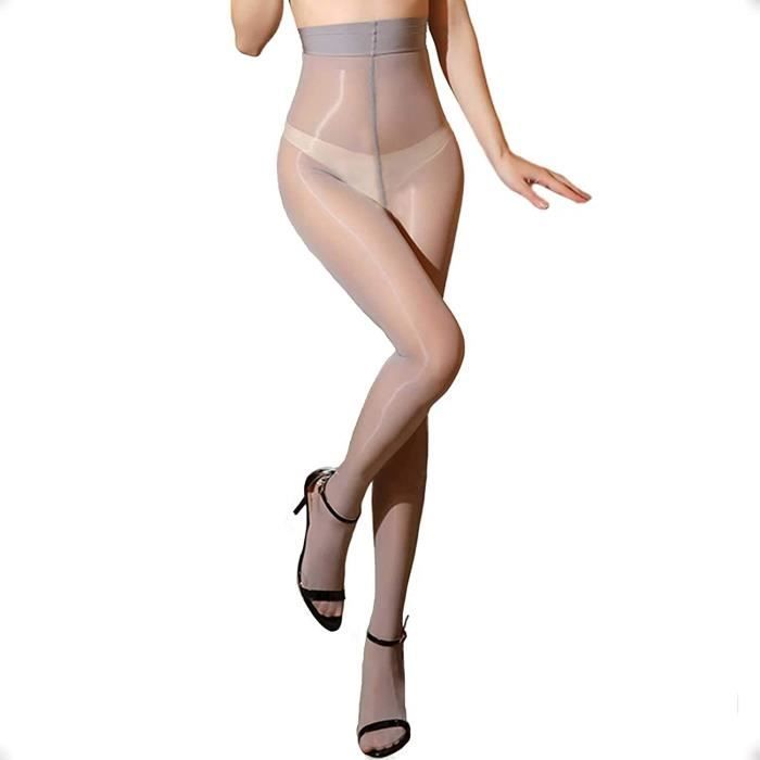 Collants Femme Brillants Huileux - Microfibre Brillante - Taille Haute - Effet Seconde Peau - 8