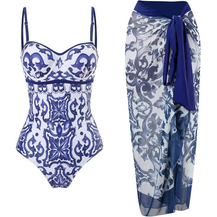 Maillot de Bain Femme Ronde 2 Pieces Imprim e Ventre Plat Set