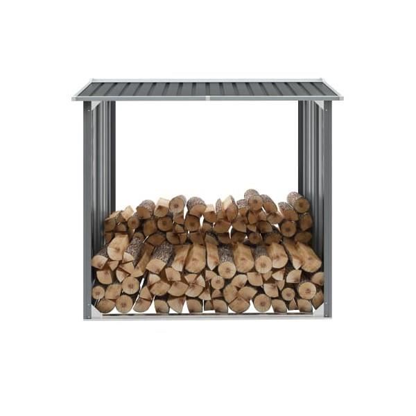 Abri de stockage de bois Acier galvanisé 172x91x154 cm Gris