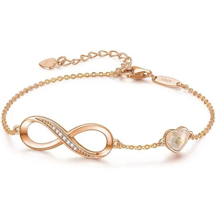 Bracelet Femme Réglable Argent S925 Bijoux Femme Cadeau Femme Anniversaire Fête des Mères Cadeau Maman - OR ROSE