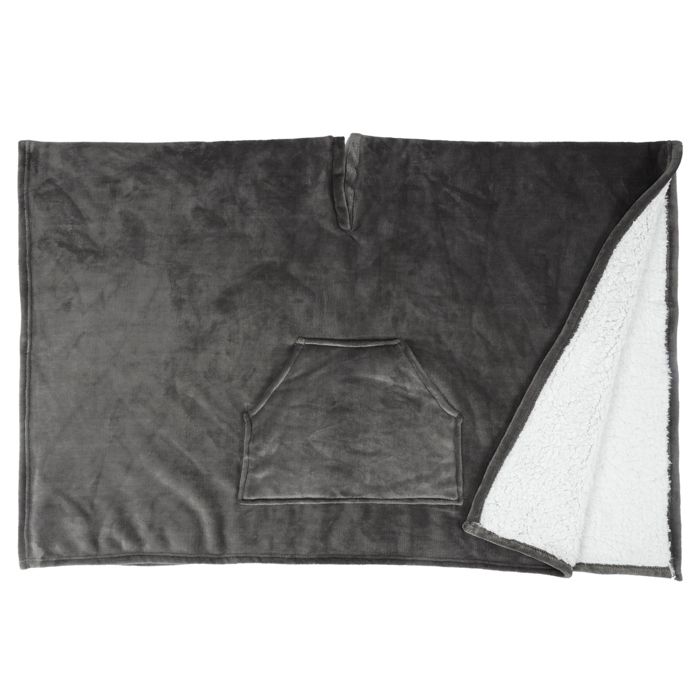 Comparer les prix de Plaid Déco "poncho" 130x170cm Gris - Paris Prix